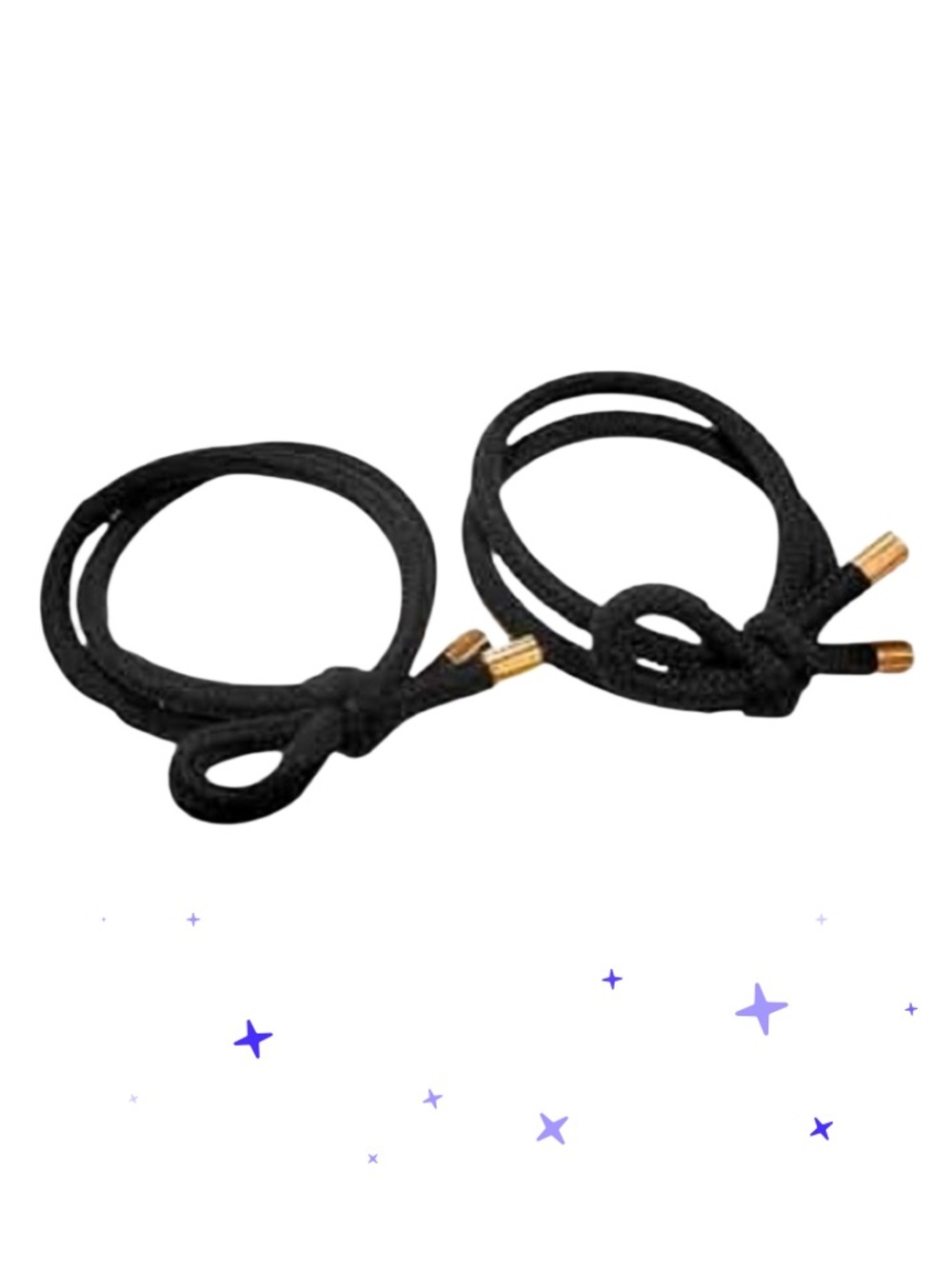 2x Pack of Black Gold Metal Hardware Ends Hair Ties Stretchy $25